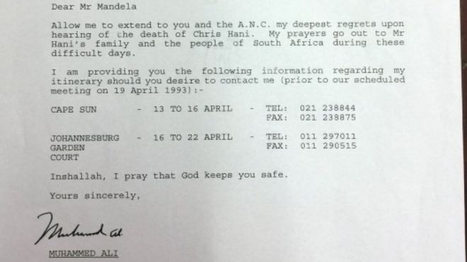 Muhammad Ali letter to Nelson Mandela