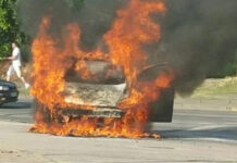 Digjet një automjet në Bogovinë të Tetovës