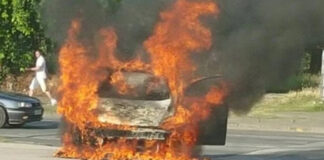 Digjet një automjet në Bogovinë të Tetovës