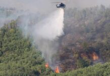 Angazhohen helikopterët e Armatës dhe “Air tractorët”! Zjarri në fshatin Graçan, aktiv nga ana e Maqedonisë dhe e Kosovës