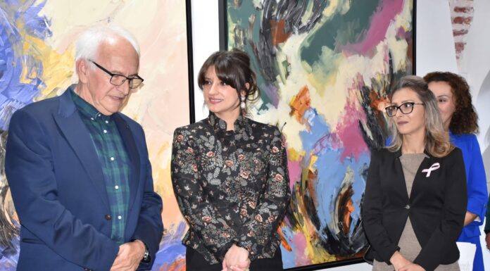 Në Galerinë e Arteve Tetovë u hap ekspozita “Perla kujtimesh” e Enesa Memetit, drejtoresha Meta vlerëson krijimtarinë e artistes